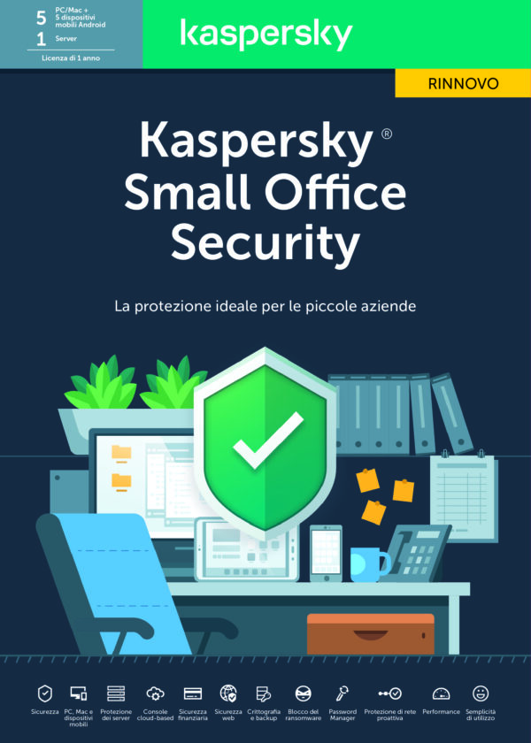 KASPERSKY SMALL OFFICE SECURITY 7.0 RINNOVO 1 SERVER - 5 UTENTI - 12 MESI