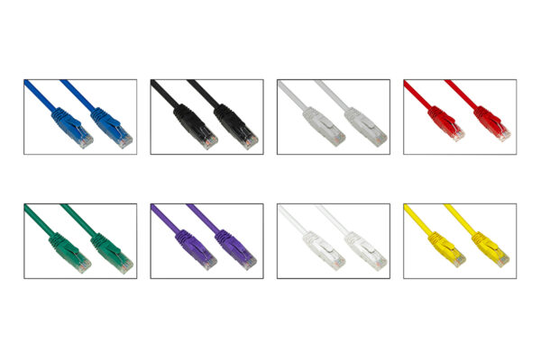 CONFEZIONE 8 CAVI RETE CATEGORIA 6A NON SCHERMATO UTP AWG24 COLORI DIVERSI GRIGIO BLU NERO ROSSO VERDE VIOLA BIANCO GIALLO HALOGENFREE MT 0