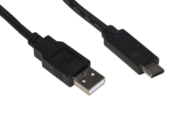 CAVO USB 2.0 "A" MASCHIO TIPO C MT 1 COLORE NERO PVC NICHEL PLATING BLACK 28+24AWG BC CONDUCTOR