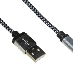 CAVO MICRO USB MT 1 GUAINA INTRECCIATA COLORE ARGENTO/NERO