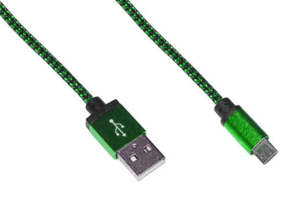 CAVO MICRO USB MT 1 GUAINA INTRECCIATA COLORE VERDE/NERO