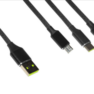 CAVO USB 3 IN 1 CONNETTORI MICRO USB + TIPO C + 8 POLI IP5 MT 1