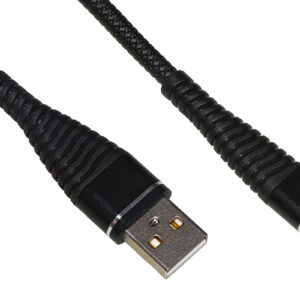 CAVO MICRO USB MT 1 GUAINA INTRECCIATA CON PROTEZIONE FLESSIBILE SUL CONNETTORE COLORE NERO