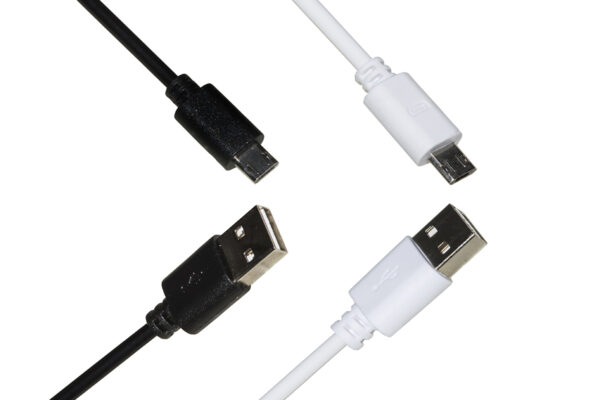 KIT 2 CAVI USB - MICRO USB CON CONNETTORI REVERSIBILI  MT 1 FINO A 2 AMPERE COLORI BIANCO