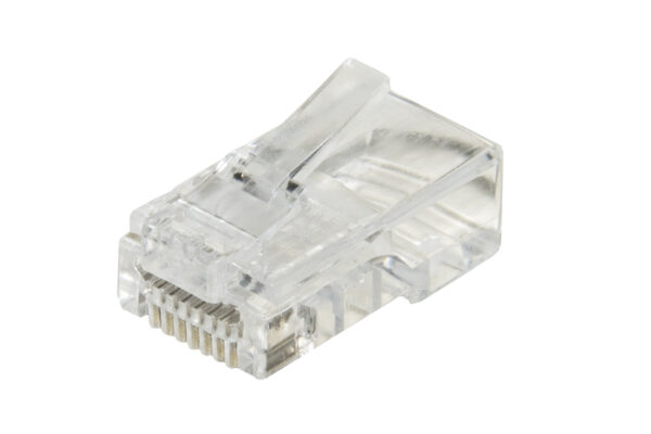 CONFEZIONE 100 CONNETTORI 8 POLI CAT 5E UTP NON SCHERMATO PER CAVO FLESSIBILE RJ45 CON FORI PER AGEVOLARE INSERIMENTO CAVI