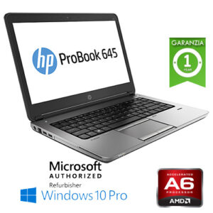 (REFURBISHED) Notebook HP ProBook 645 G2 AMD Pro A6-8500B R5 8Gb 256Gb SSD 14.1" DVD-RW Webcam Windows 10 Professional