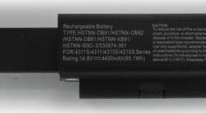 Batteria compatibile. 8 celle - 14.4 / 14.8 V - 4400 mAh - 64 Wh - colore NERO - peso 430 grammi circa - dimensioni MAGGIORATE.